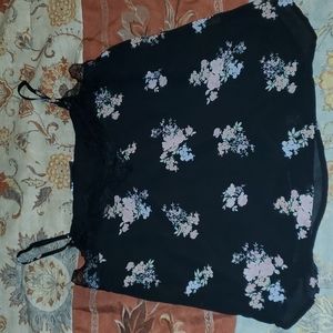 SO Black Floral Tank  Small